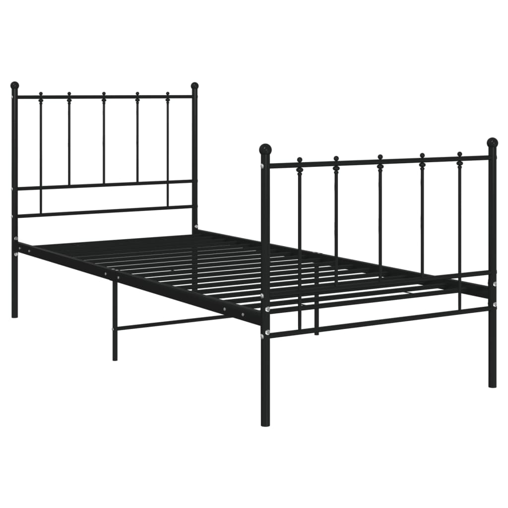 Cadre de lit sans matelas noir métal 100x200 cm