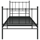 Cadre de lit sans matelas noir métal 100x200 cm