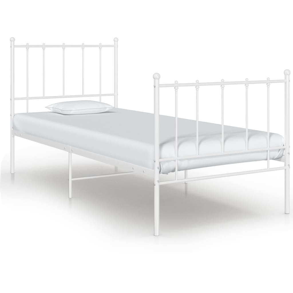 Cadre de lit sans matelas blanc métal 100x200 cm