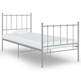 Cadre de lit sans matelas gris métal 100x200 cm