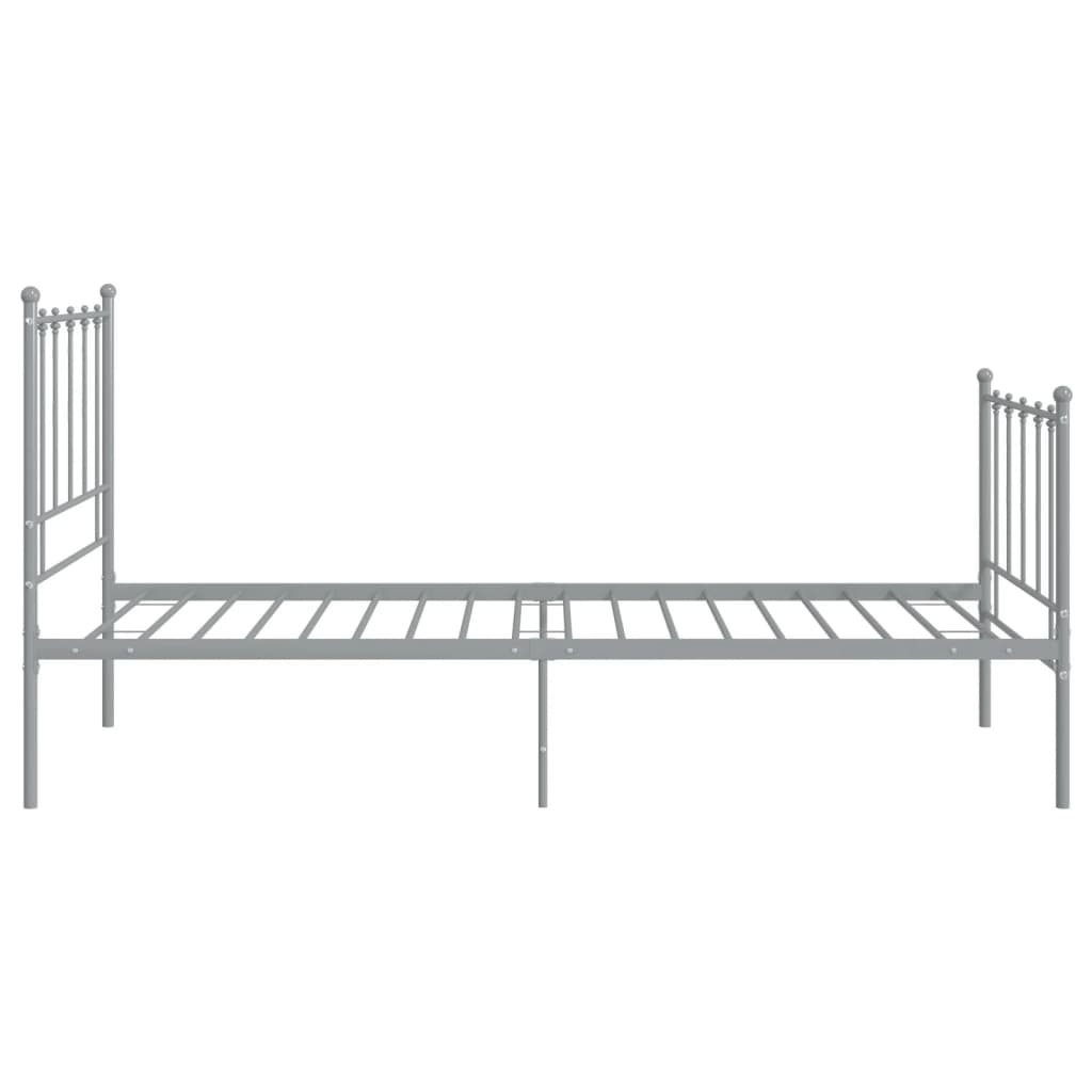 Cadre de lit sans matelas gris métal 100x200 cm