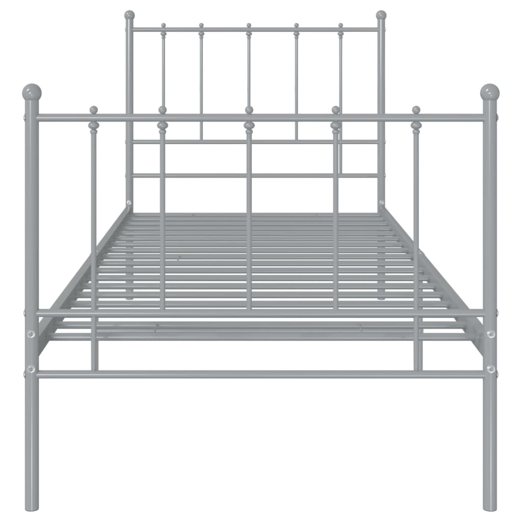 Cadre de lit sans matelas gris métal 100x200 cm