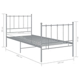 Cadre de lit sans matelas gris métal 100x200 cm