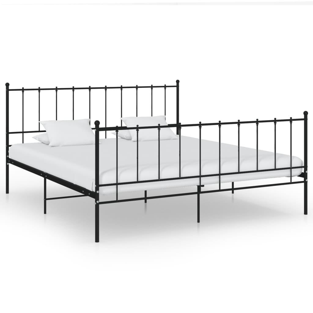 Cadre de lit sans matelas noir métal 200x200 cm