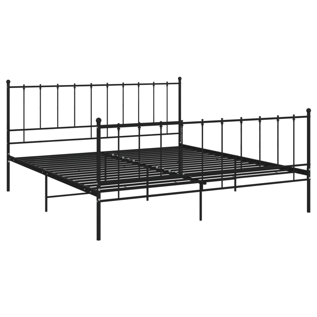 Cadre de lit sans matelas noir métal 200x200 cm