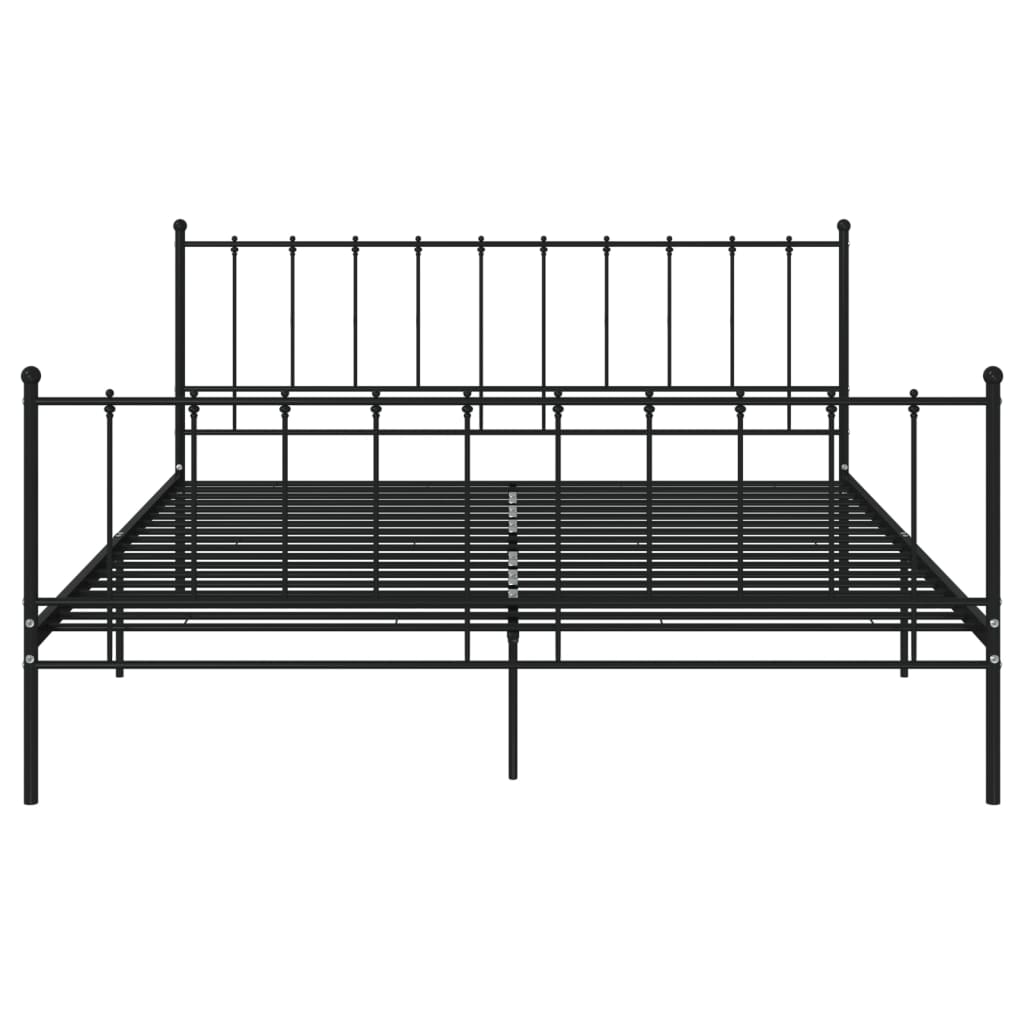 Cadre de lit sans matelas noir métal 200x200 cm