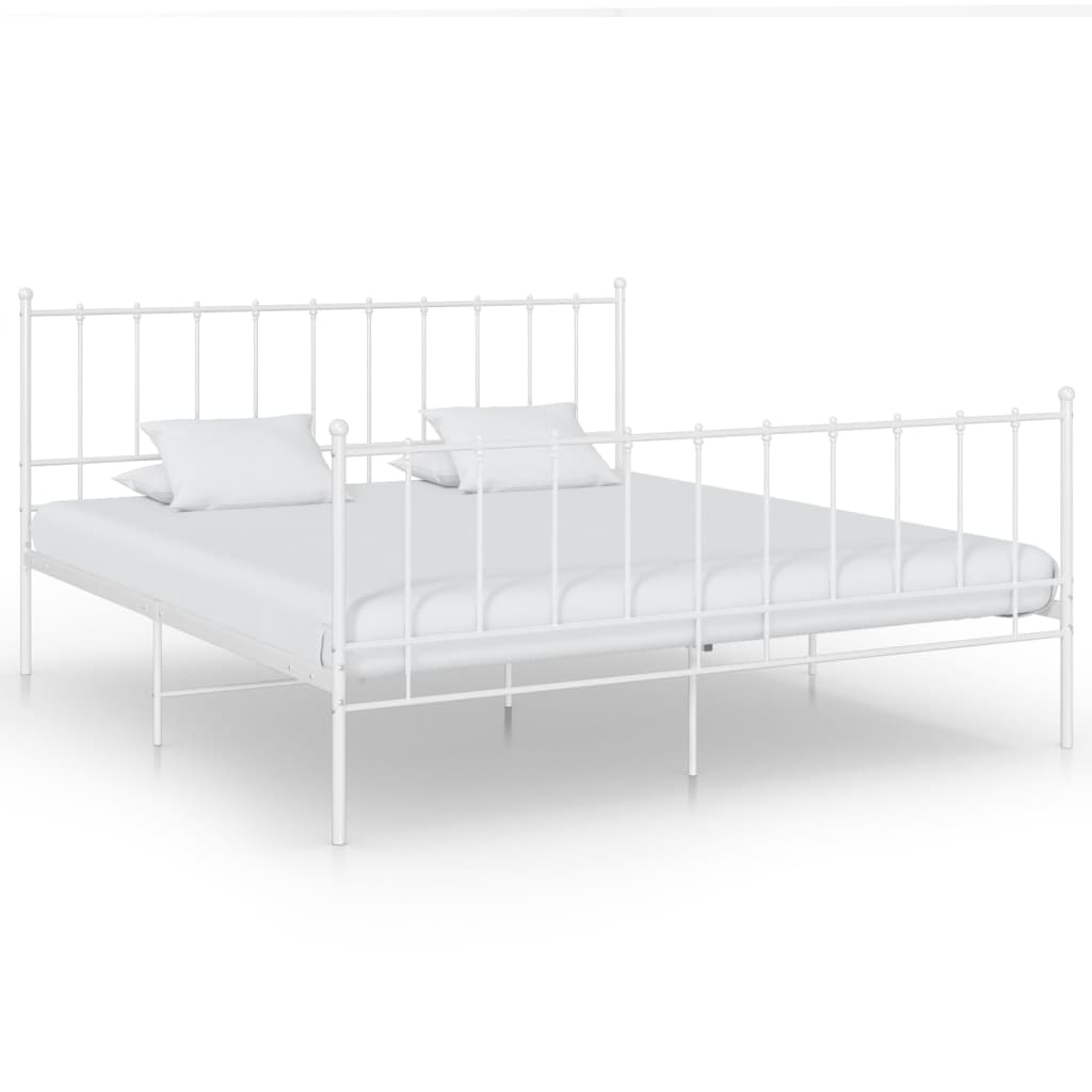 Cadre de lit sans matelas blanc métal 200x200 cm