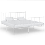 Cadre de lit sans matelas blanc métal 200x200 cm