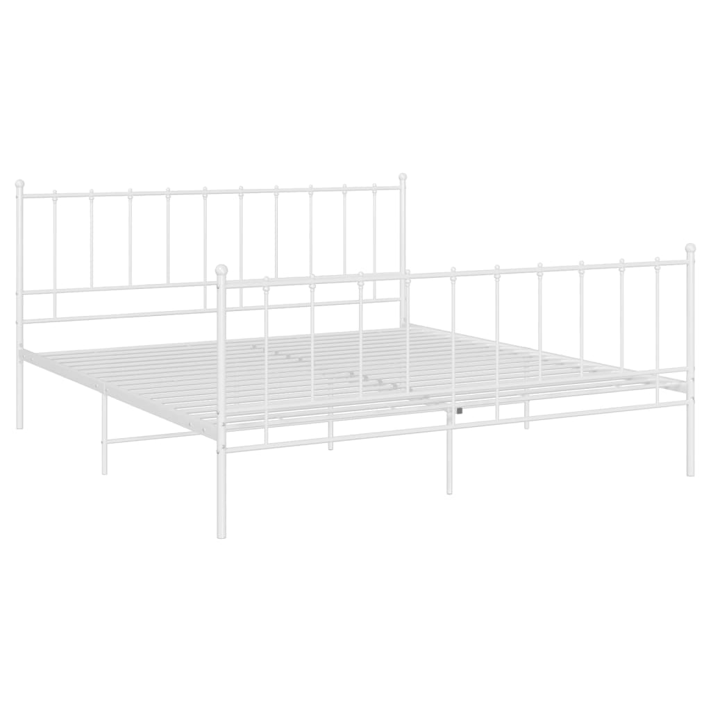 Cadre de lit sans matelas blanc métal 200x200 cm