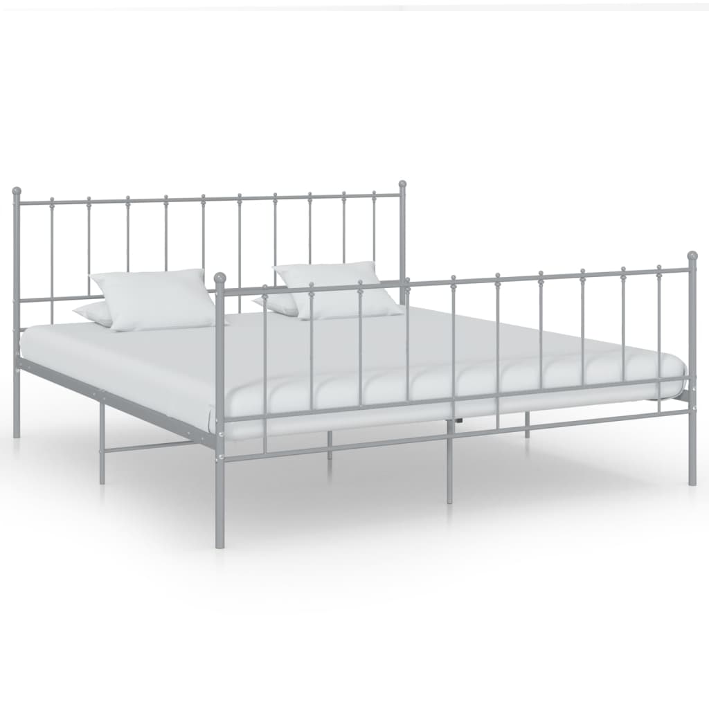 Cadre de lit sans matelas gris métal 200x200 cm