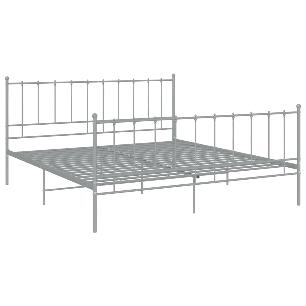 Cadre de lit sans matelas gris métal 200x200 cm