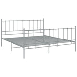 Cadre de lit sans matelas gris métal 200x200 cm