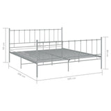 Cadre de lit sans matelas gris métal 200x200 cm