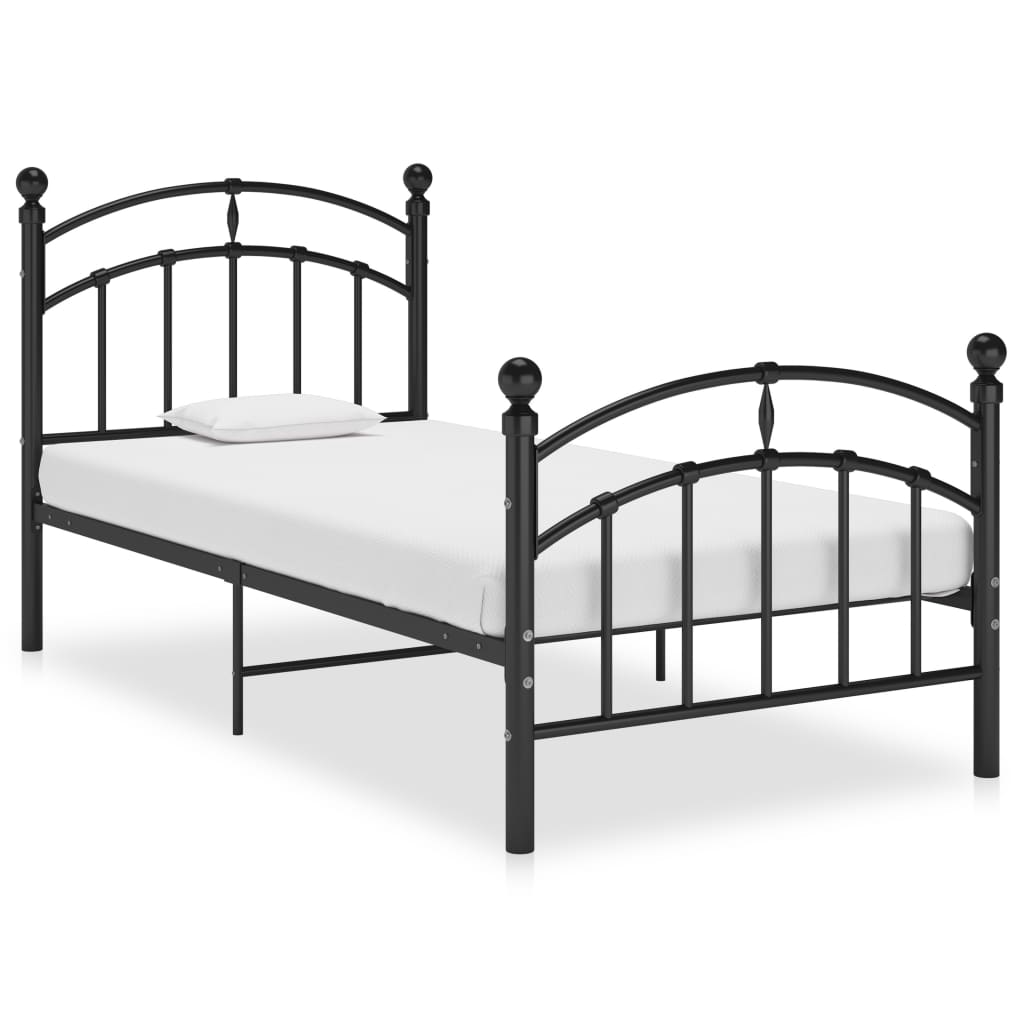 Cadre de lit sans matelas noir métal 90x200 cm