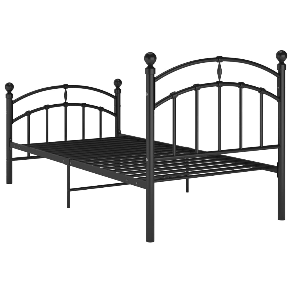 Cadre de lit sans matelas noir métal 90x200 cm