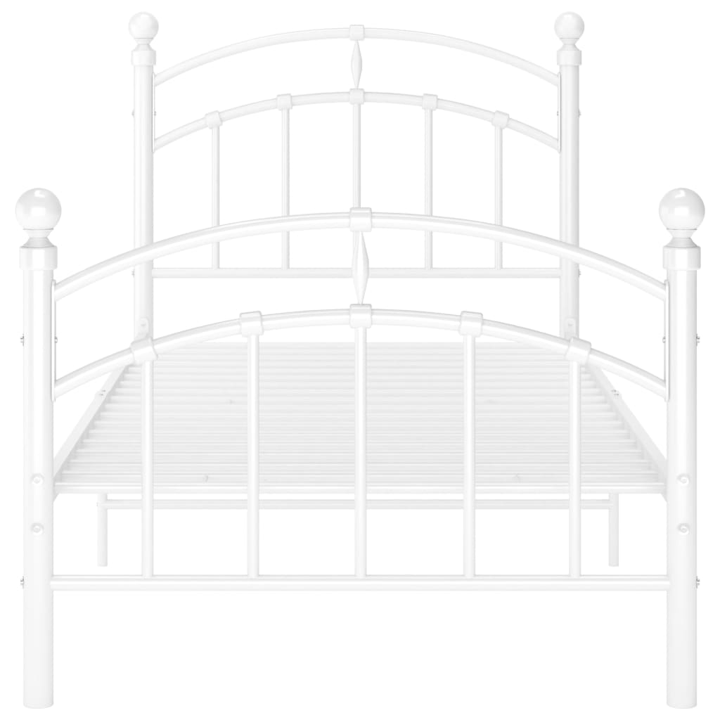 Cadre de lit sans matelas blanc métal 90x200 cm