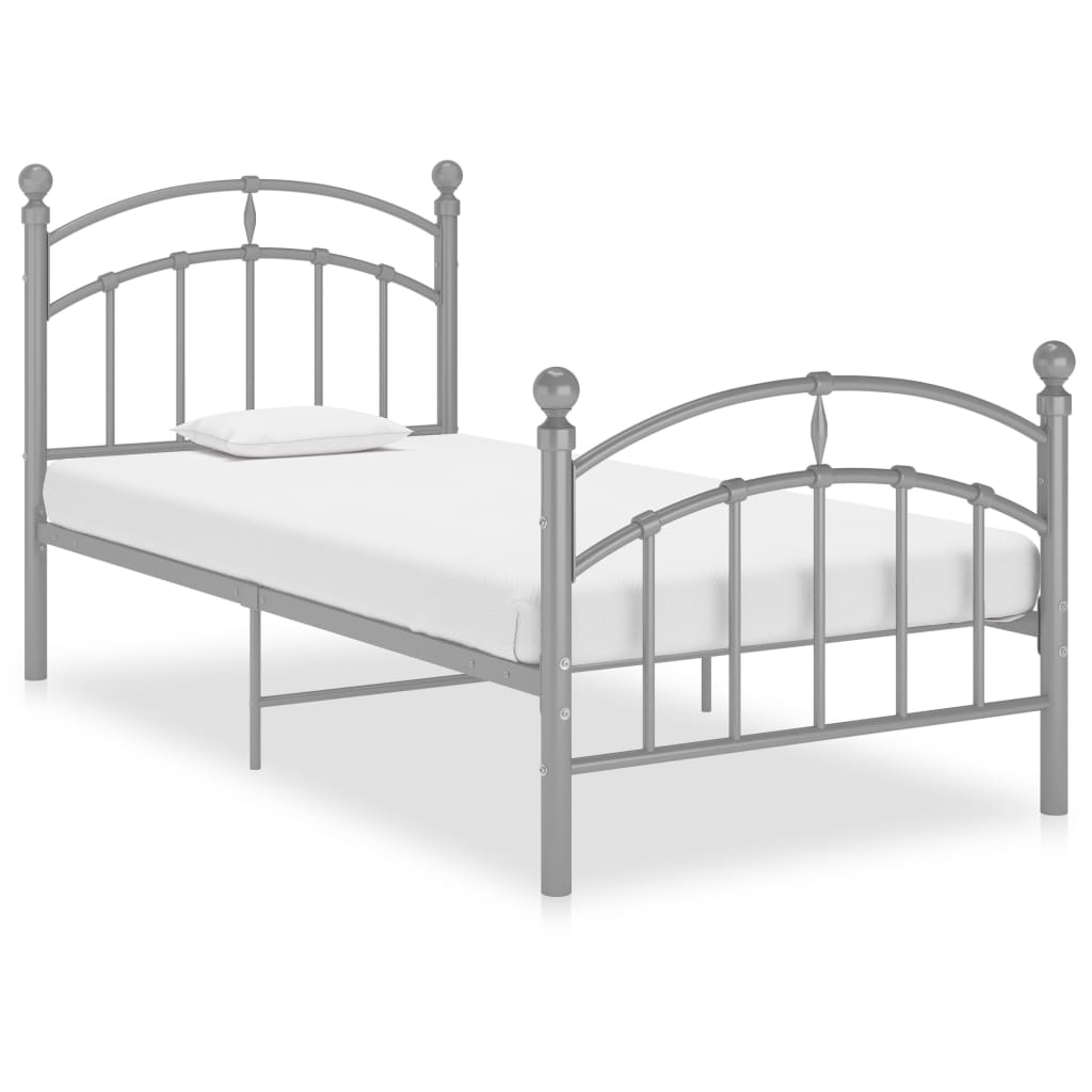 Cadre de lit sans matelas gris métal 90x200 cm