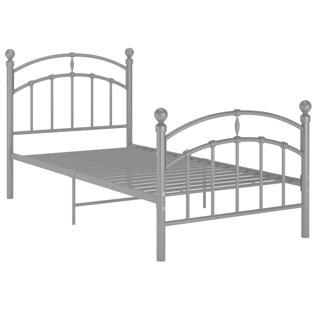 Cadre de lit sans matelas gris métal 90x200 cm