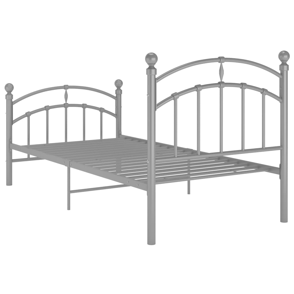 Cadre de lit sans matelas gris métal 90x200 cm