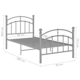 Cadre de lit sans matelas gris métal 90x200 cm