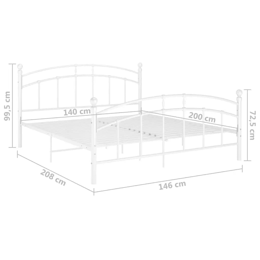 Cadre de lit sans matelas blanc métal 140x200 cm