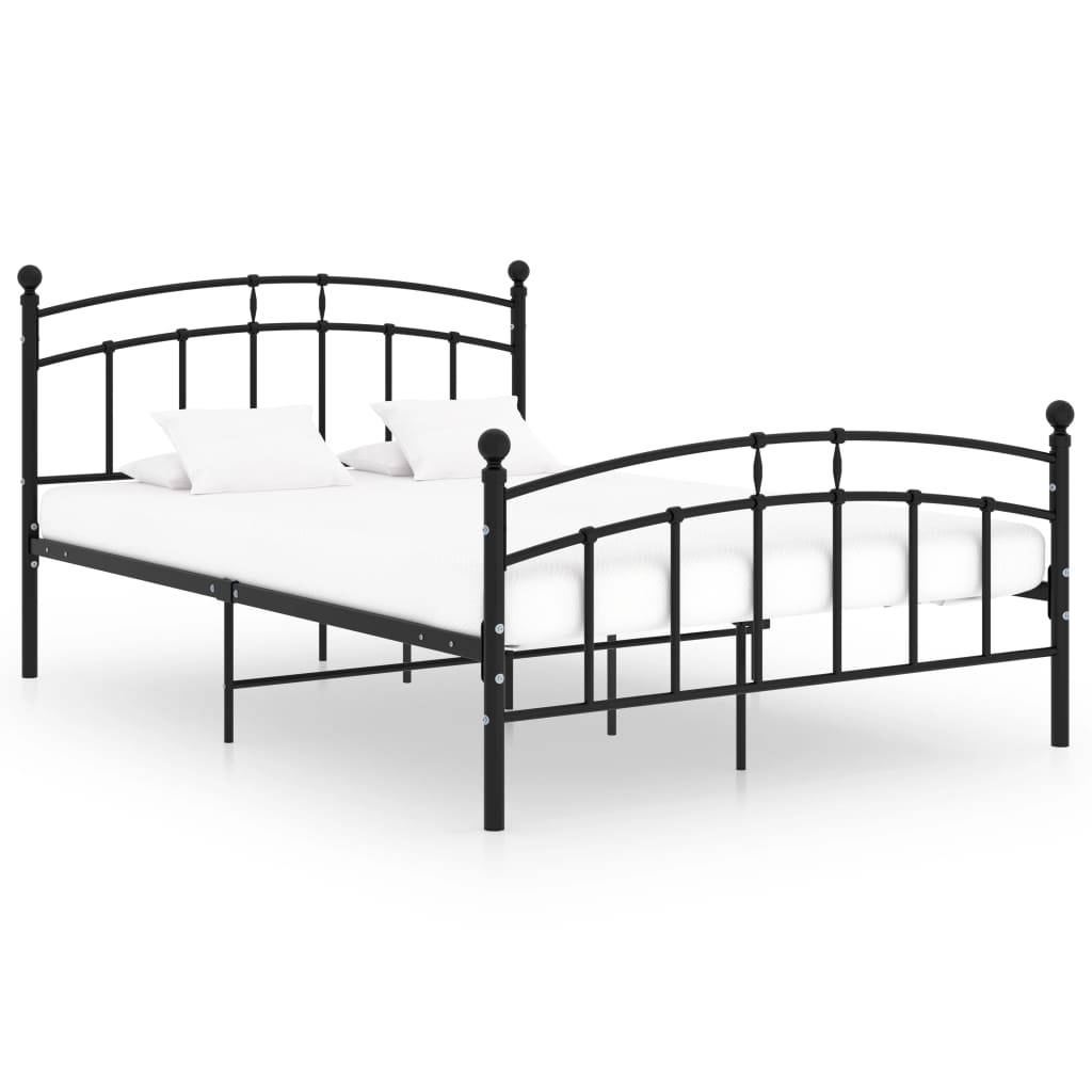 Cadre de lit sans matelas noir métal 200x200 cm