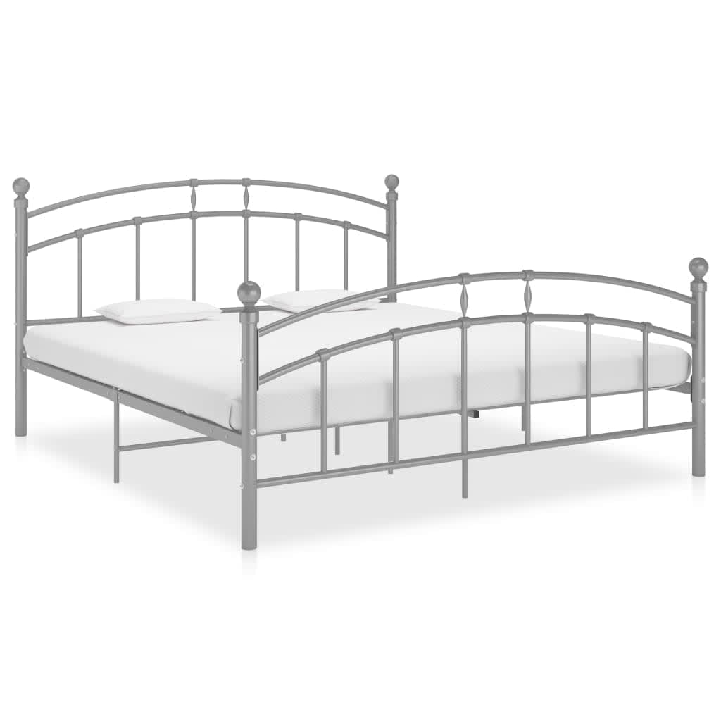 Cadre de lit sans matelas gris métal 200x200 cm