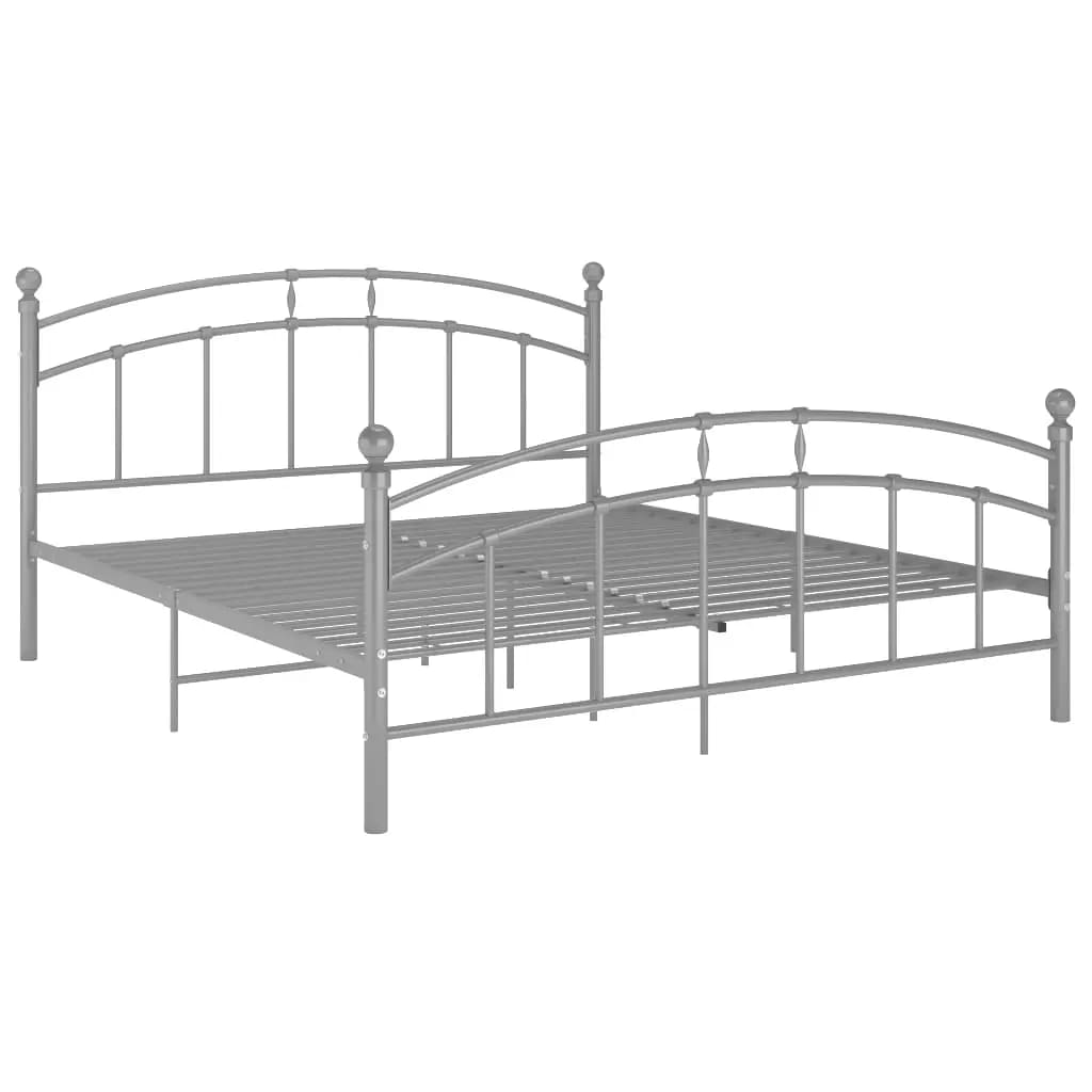 Cadre de lit sans matelas gris métal 200x200 cm