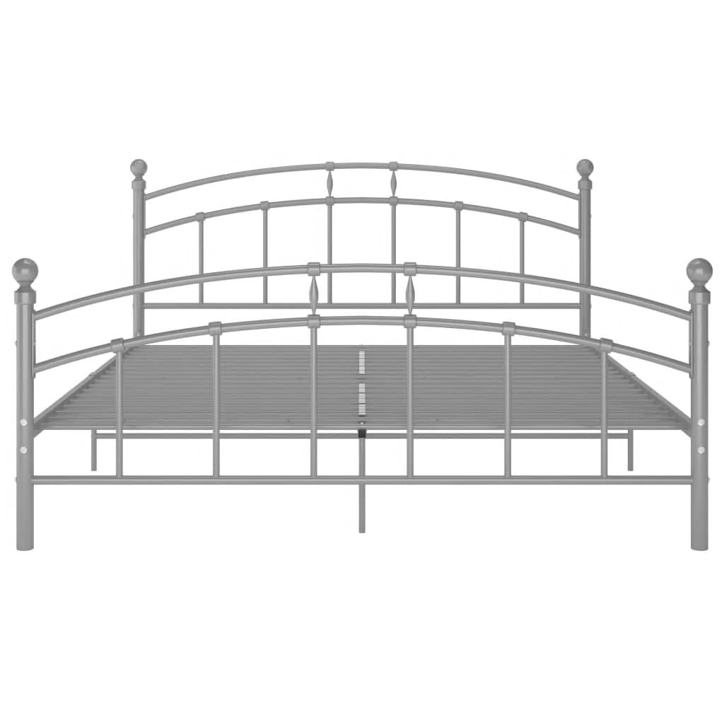 Cadre de lit sans matelas gris métal 200x200 cm