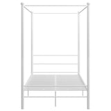 White four-poster bed frame without mattress 140x200 cm metal