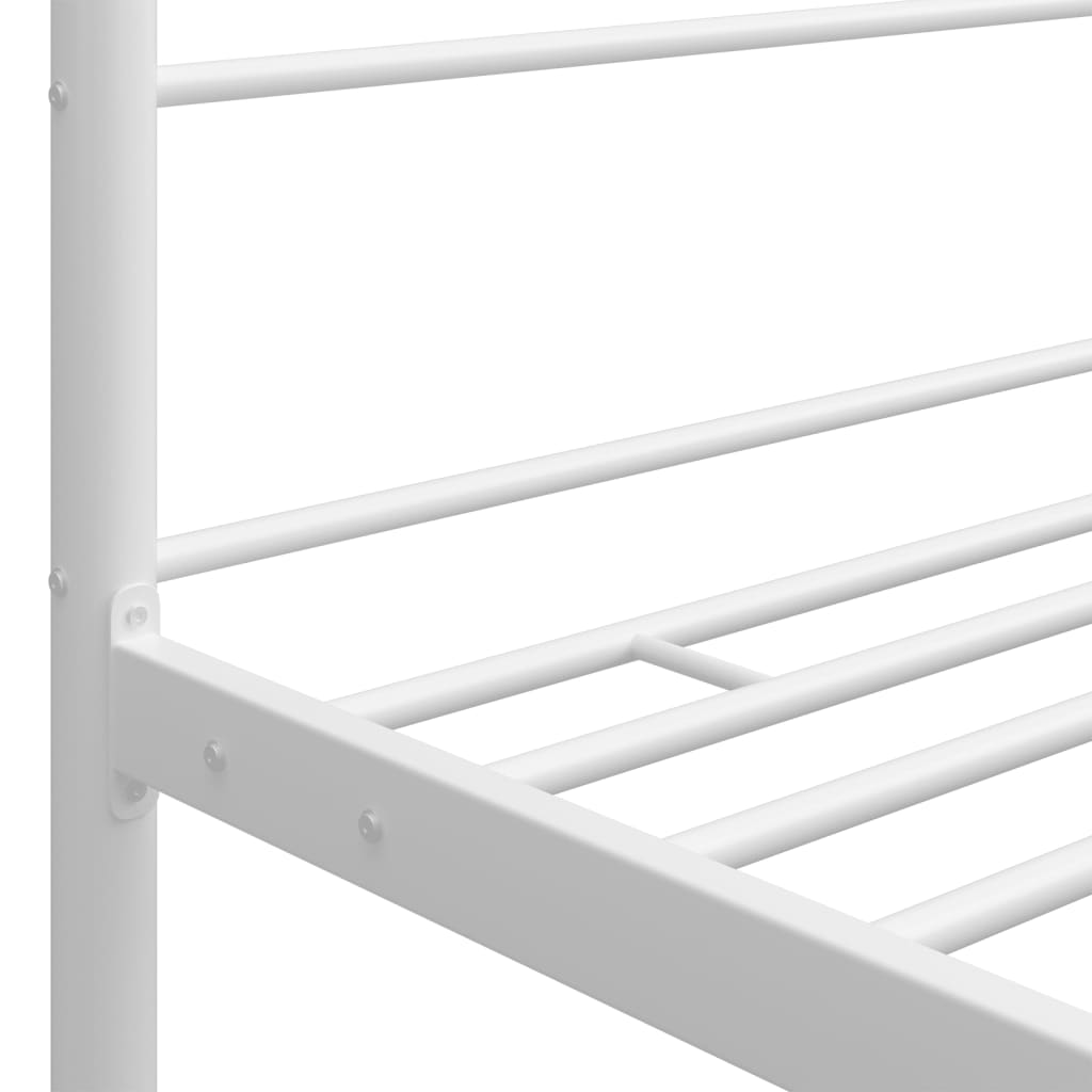 White four-poster bed frame without mattress 140x200 cm metal