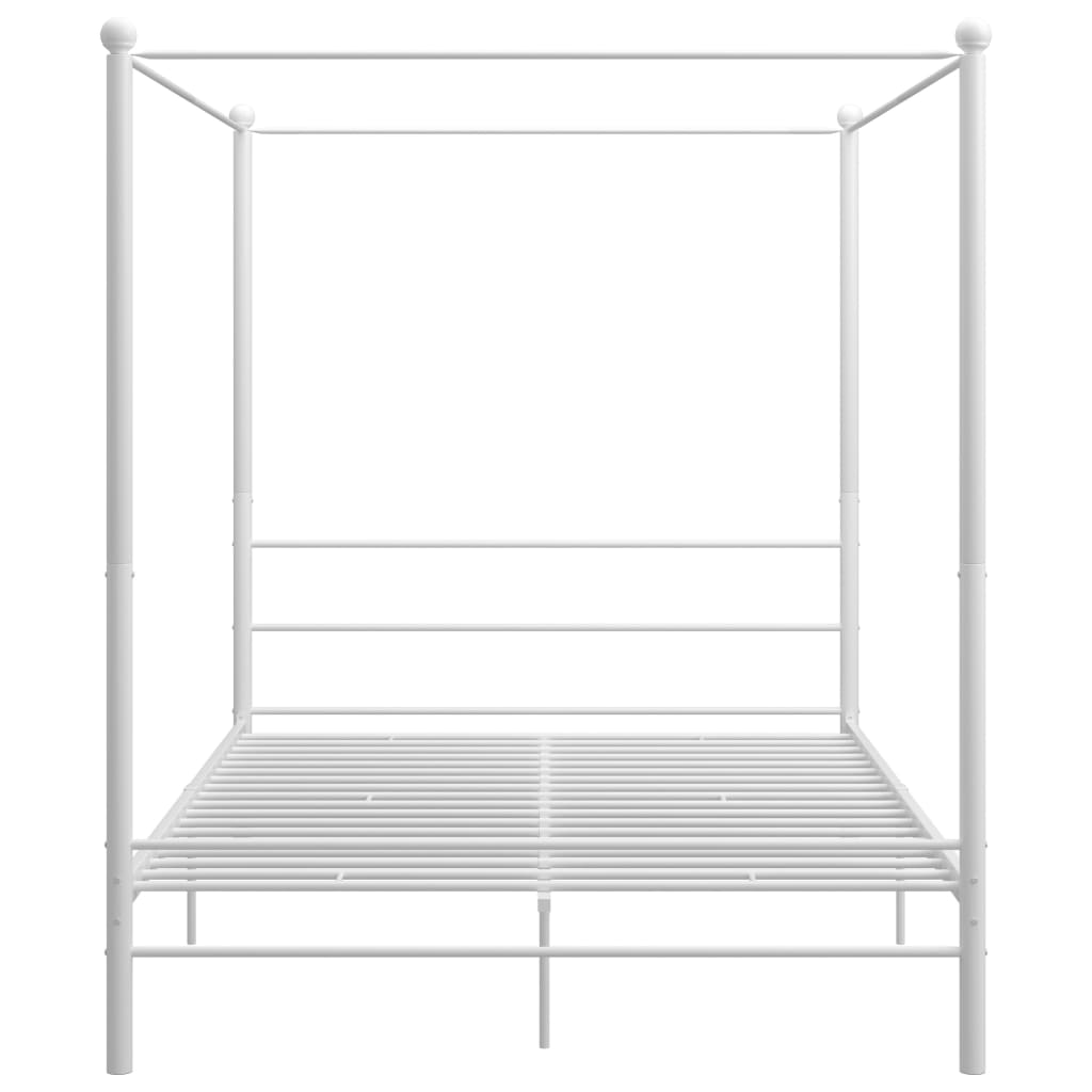 White four poster bed frame without mattress 160x200 cm metal