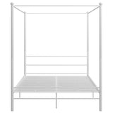 White four poster bed frame without mattress 160x200 cm metal