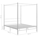 White four poster bed frame without mattress 160x200 cm metal