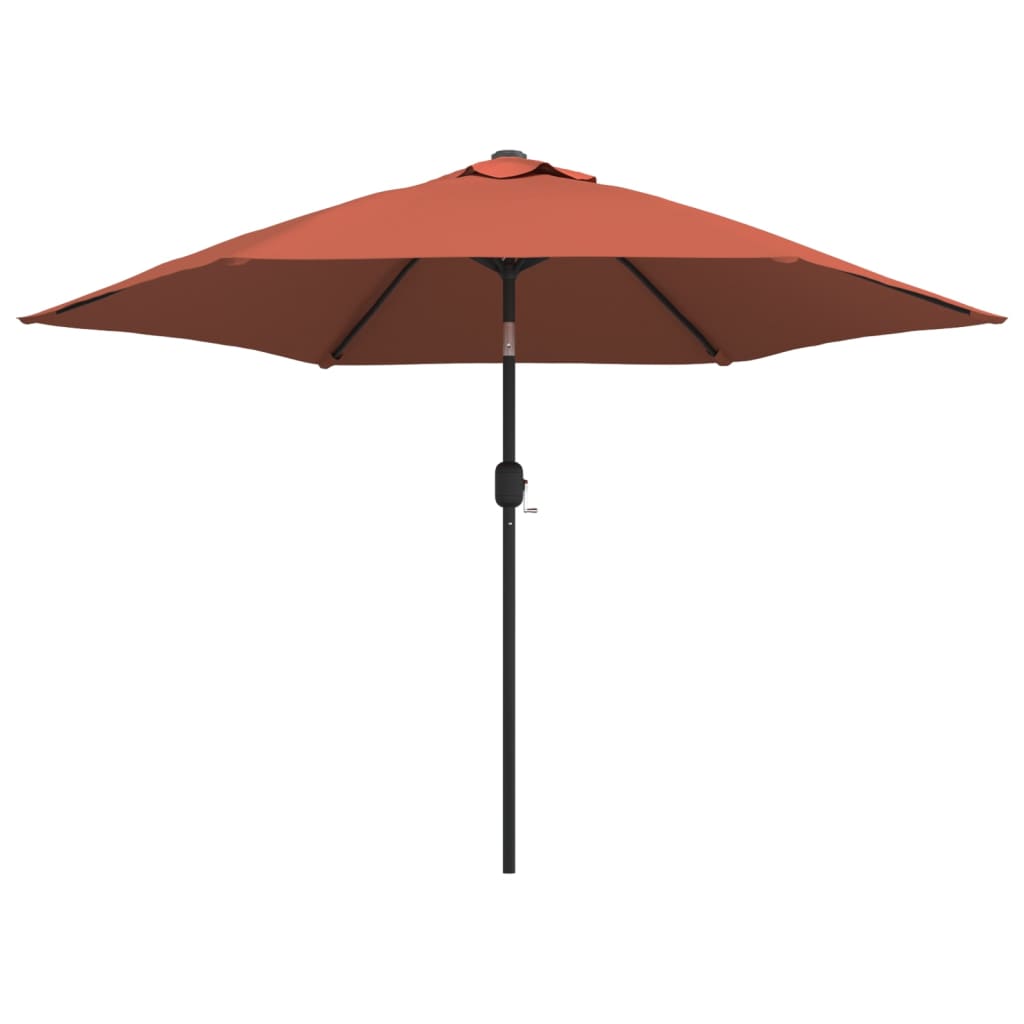 Garden parasol with LED lights and terracotta steel pole