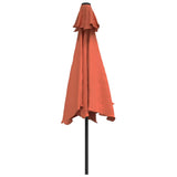 Garden parasol with LED lights and terracotta steel pole