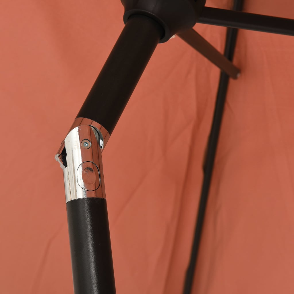 Garden parasol with LED lights and terracotta steel pole