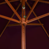 Garden parasol with wooden pole in burgundy red 200x300 cm