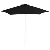 Garden parasol with black wooden pole 270 cm