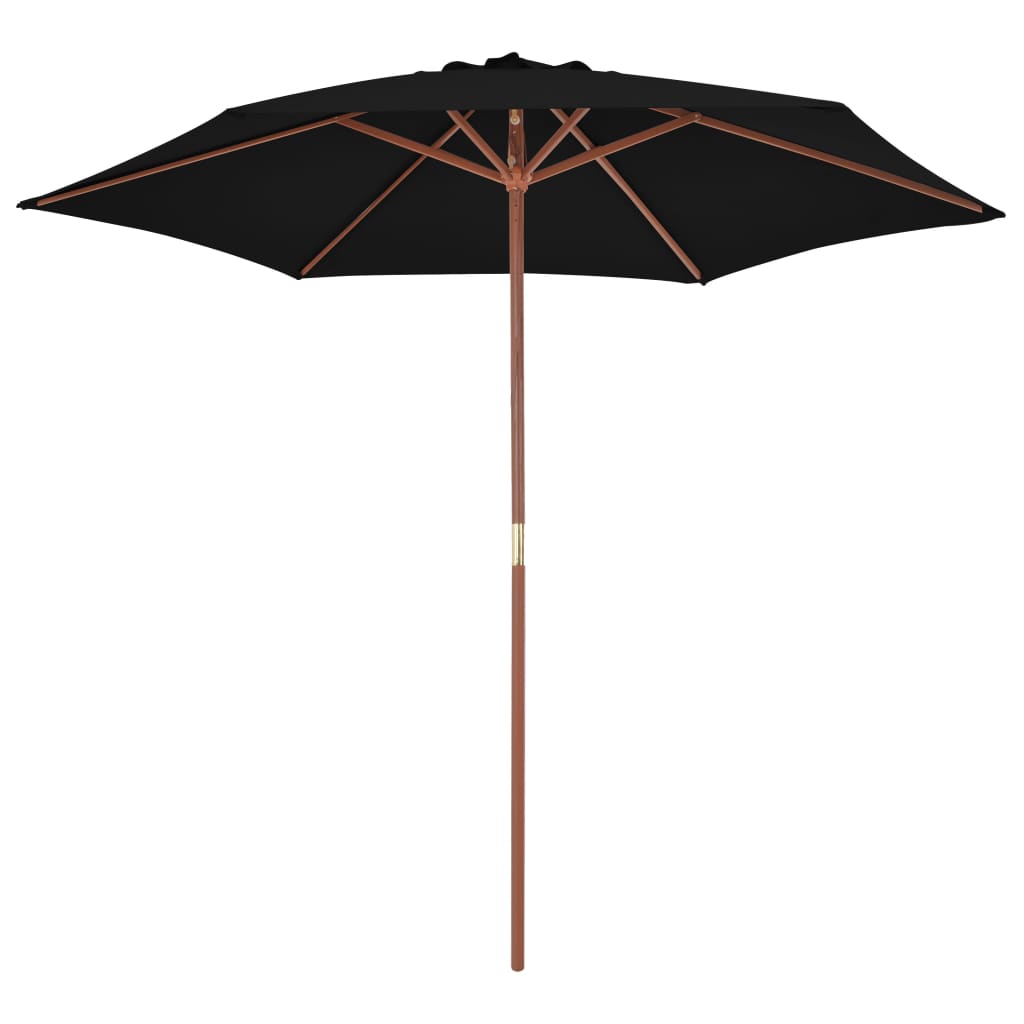 Garden parasol with black wooden pole 270 cm