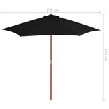 Garden parasol with black wooden pole 270 cm