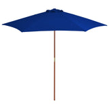 Garden parasol with blue wooden pole 270 cm