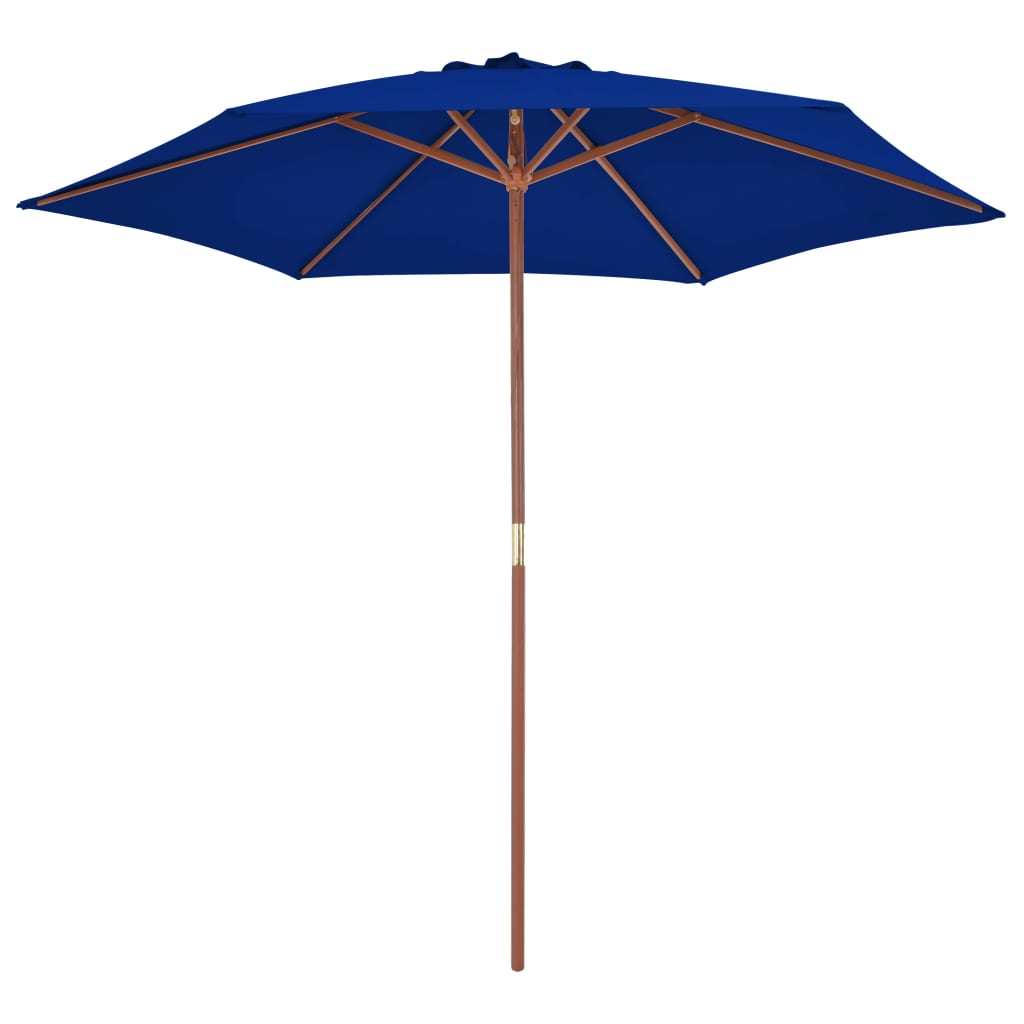 Garden parasol with blue wooden pole 270 cm