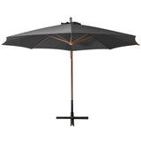 Hanging garden parasol with anthracite fir wood pole