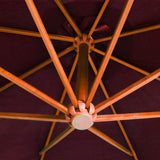 Hanging garden parasol and burgundy red pole made of fir wood