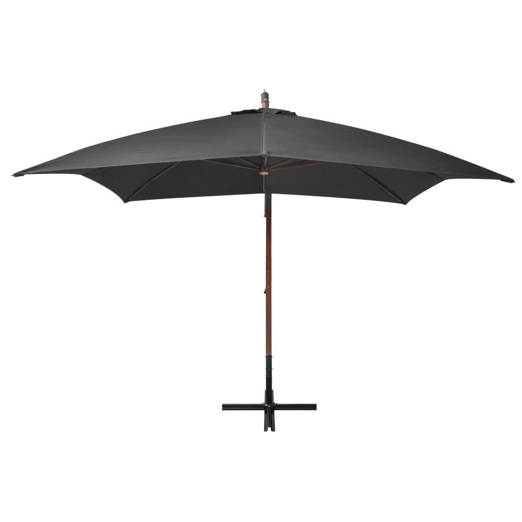 Hanging garden parasol with Anthracite fir wood pole