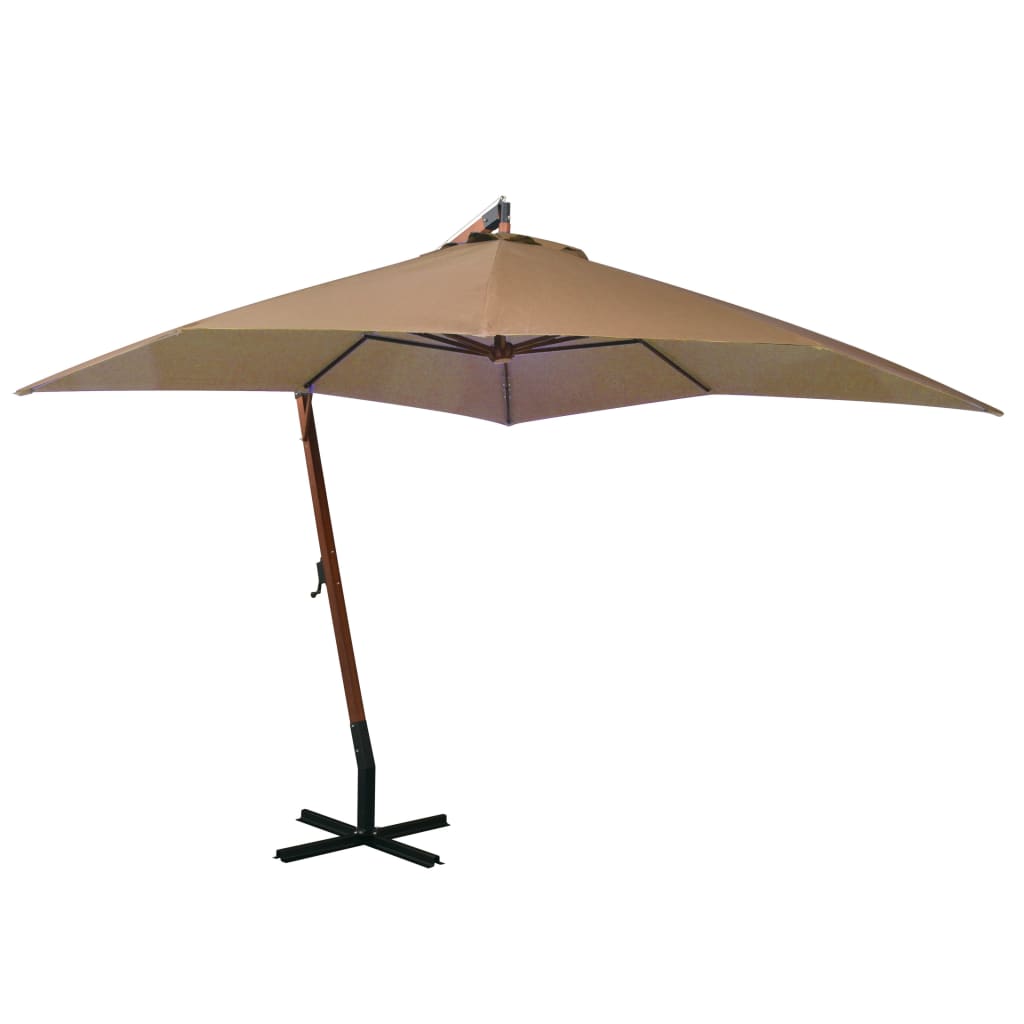 Hanging garden parasol with pole Taupe solid fir wood