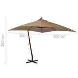 Hanging garden parasol with pole Taupe solid fir wood