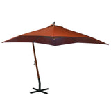 Hanging garden parasol with terracotta pole made of fir wood