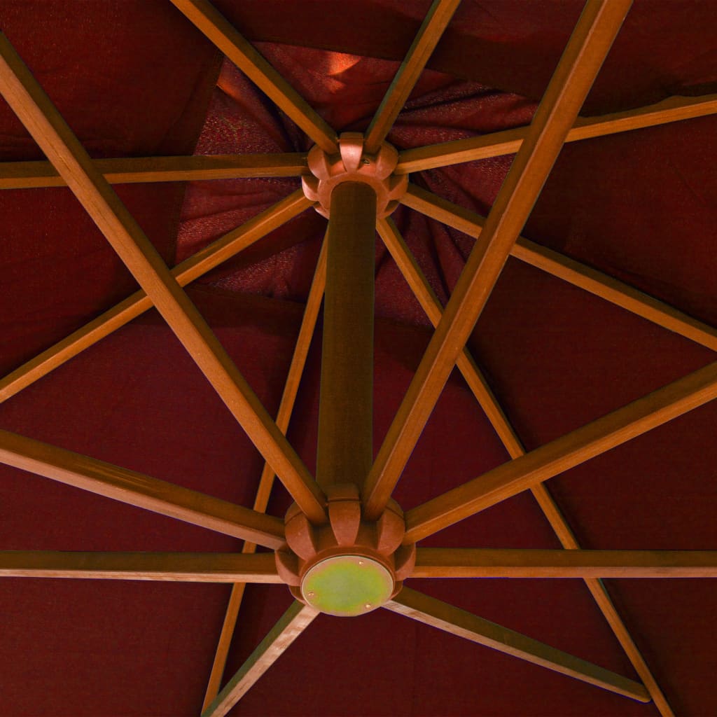 Hanging garden parasol with terracotta pole made of fir wood